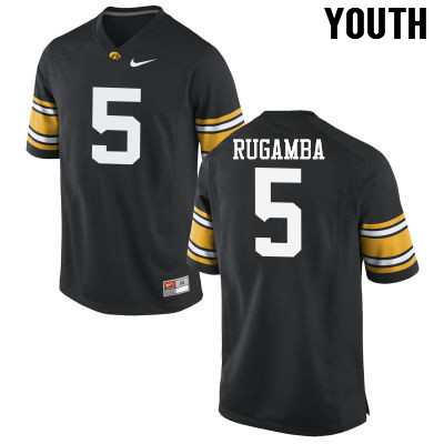 Youth Iowa Hawkeyes #5 Manny Rugamba College Football Jerseys-Black